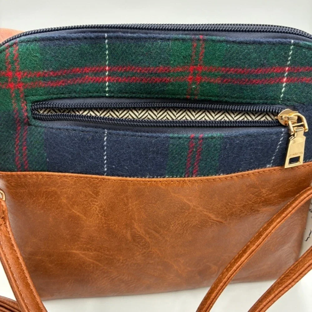 Jenco Handbag PETA Approved Vegan Crossbody Bag Blue Green Tassel Gold Tone‎ 9x8